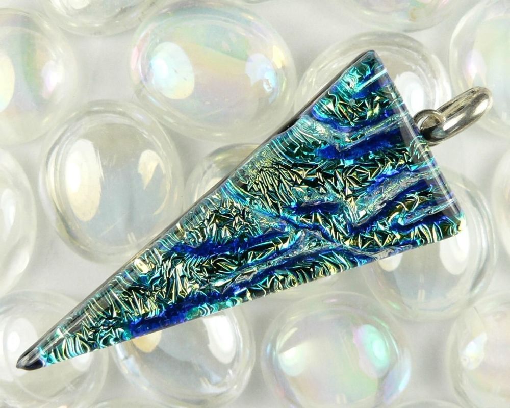 green blue dichroic glass pendant