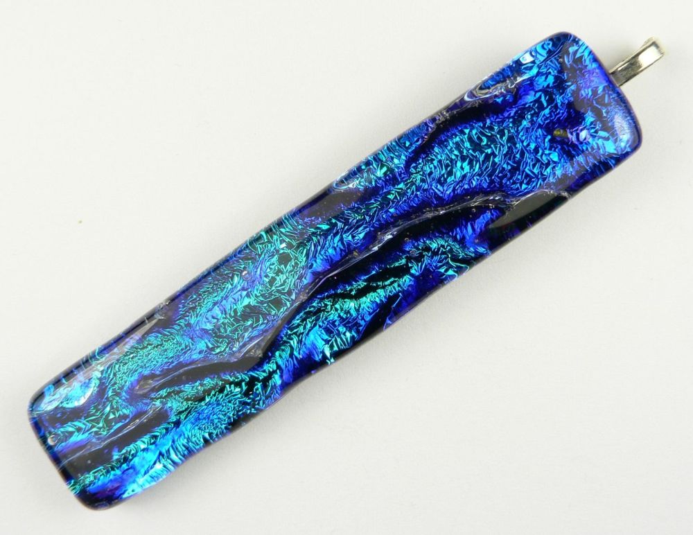 blue dichroic glass pendant