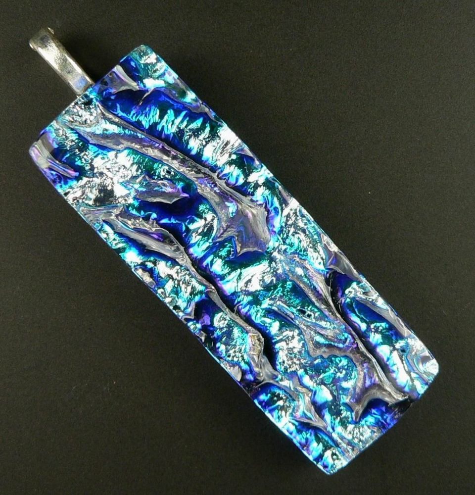 blue dichroic glass pendant