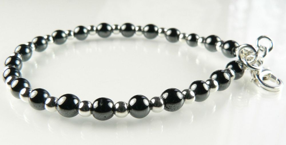 12 stone options - 3mm sterling silver bead & 4mm (+/-) semi-precious stone bead bracelet with lobster clasp, in a gift box