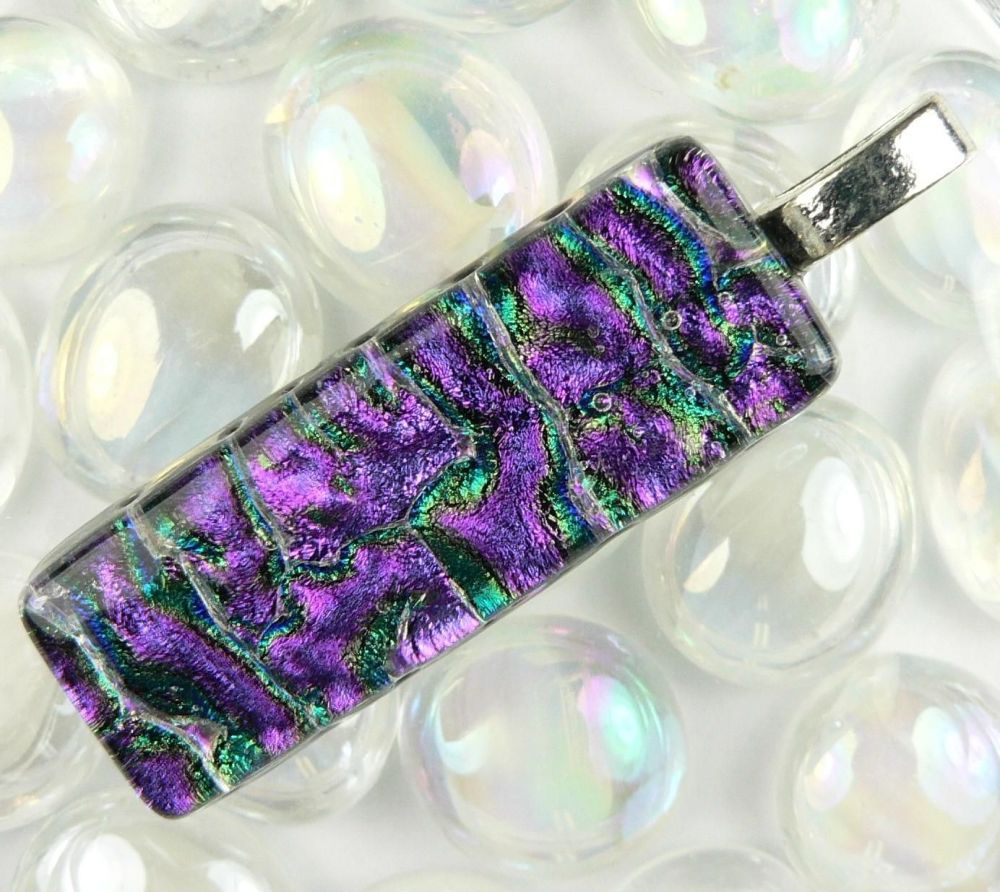 purple and green dichroic glass pendant