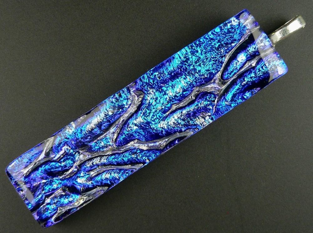 blue dichroic glass pendant