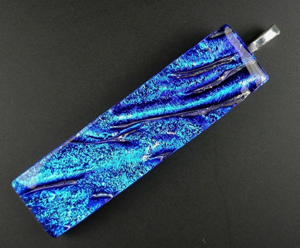 blue dichroic glass pendant