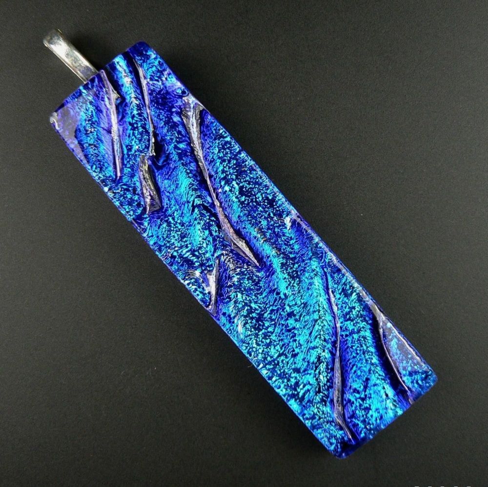 blue dichroic glass pendant