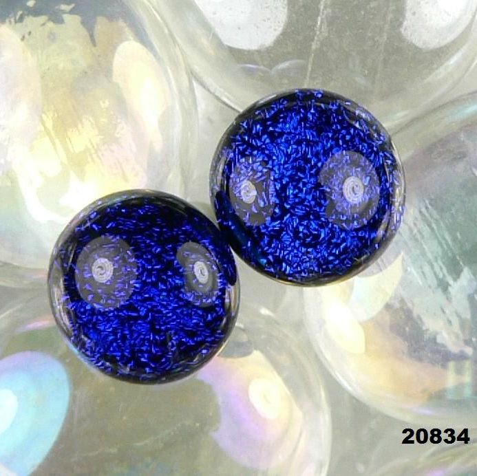 blue Dichroic glass stud earrings