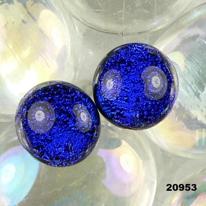 blue Dichroic glass stud earrings