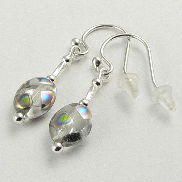 5 colour options - sterling silver Czech glass twist earrings, in a gift box - glass bead 7x9mm (+/-)