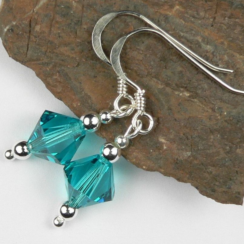 Earrings made with Blue Zircon Swarovski Elements