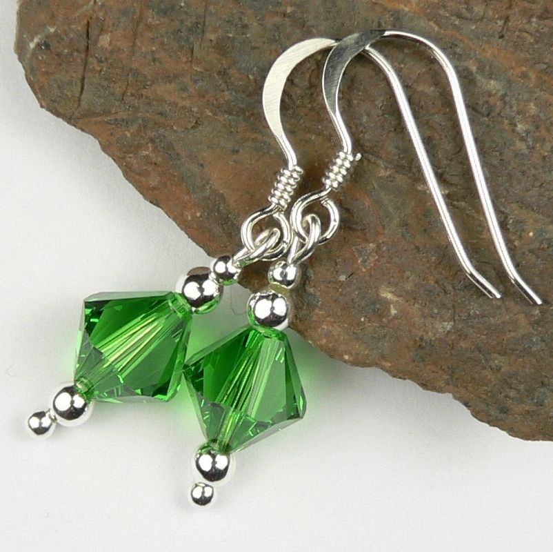 Earrings made with Fern Green Swarovski Elements