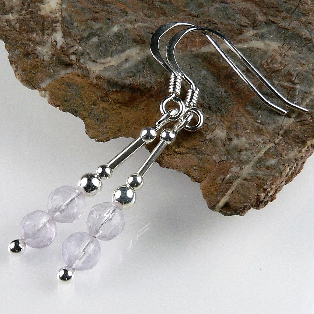 pale purple lavender/cape amethyst semi pecious stone earrings 4mm