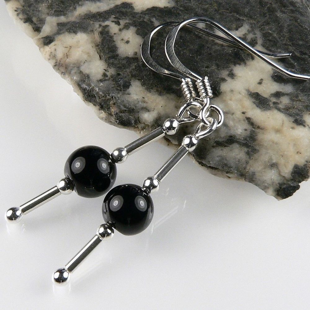 6mm black tourmaline earrings