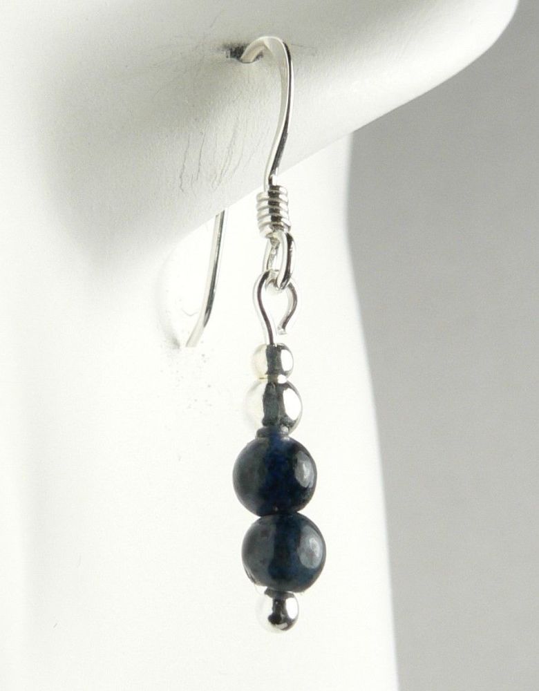 4mm blue dumortierite earrings