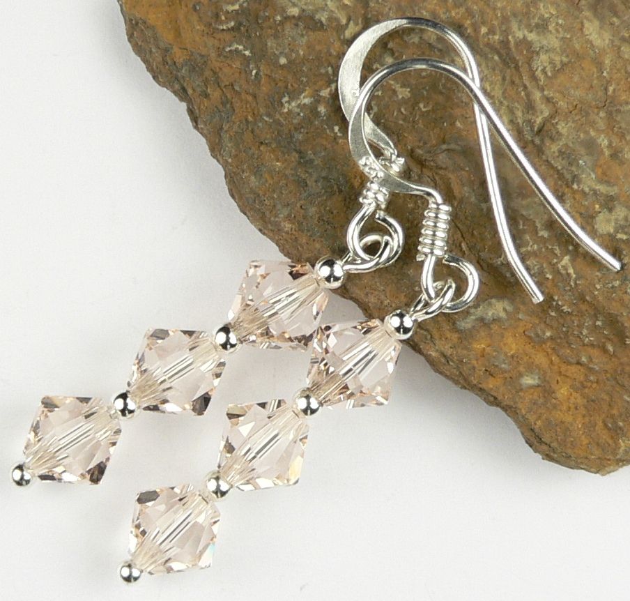 Sterling silver earrings made with 6mm bicone Swarovski Elements in a gift box - Silk