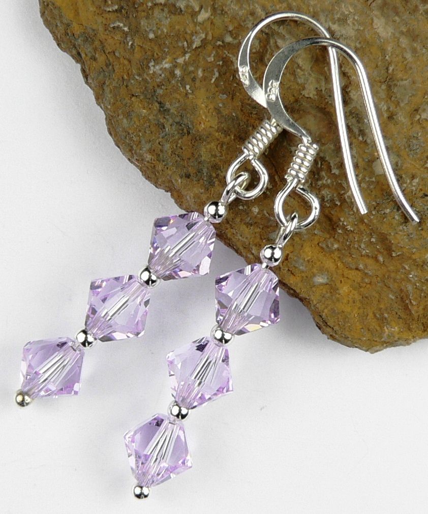 Earrings made with pale purple Violet Swarovski Elements