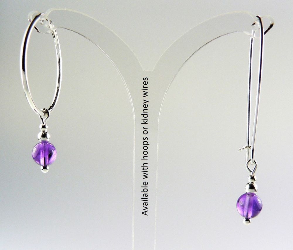 purple Amethyst semi precious stone earrings