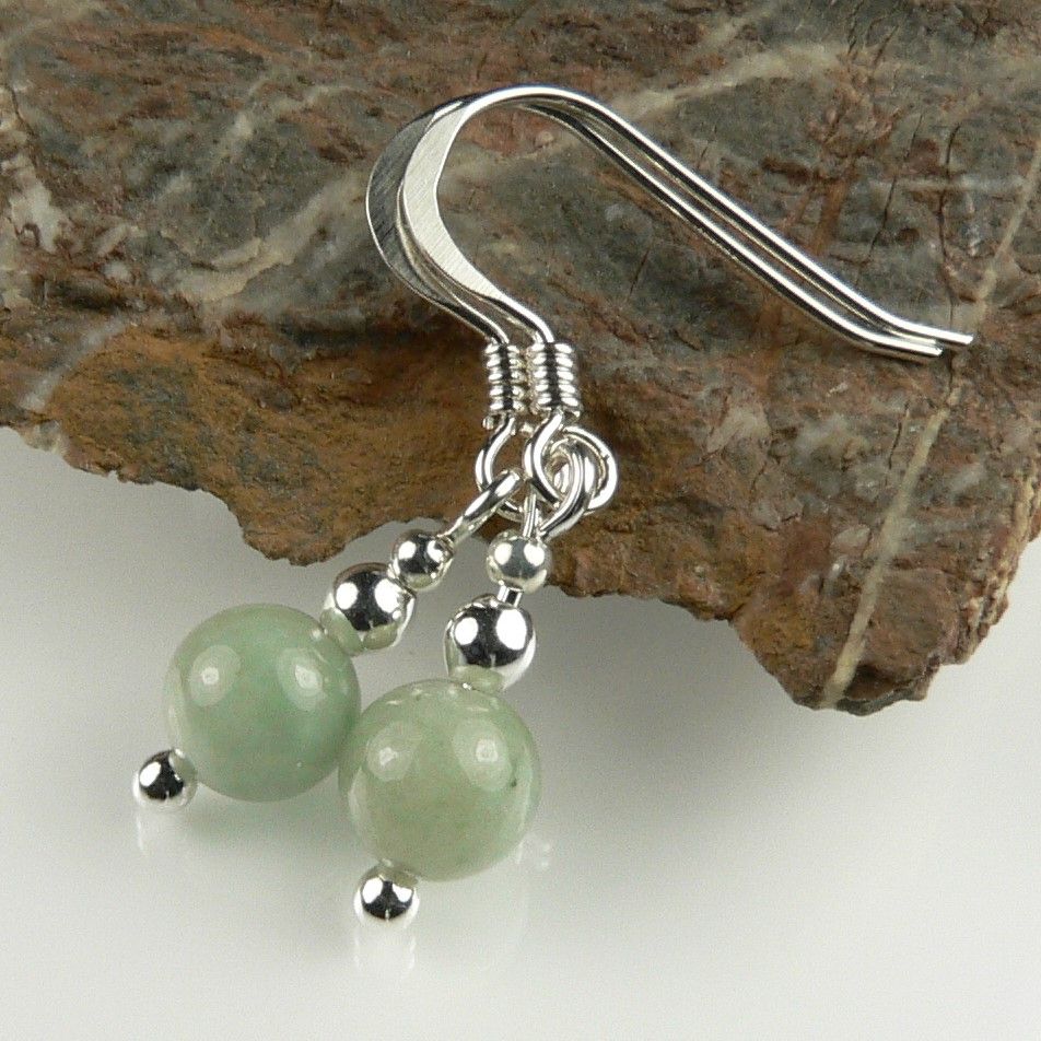 Pale green Jade semi precious stone earrings