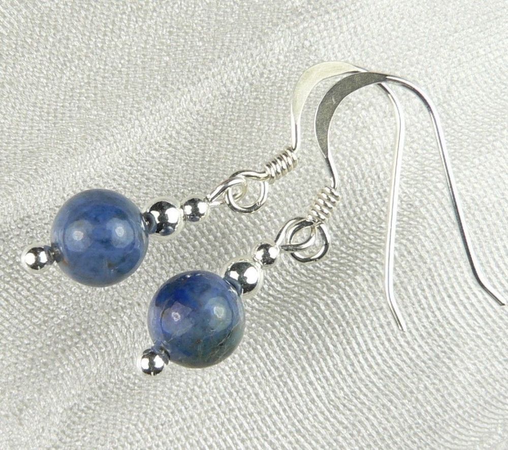 blue Dumortierite semi precious stone earrings