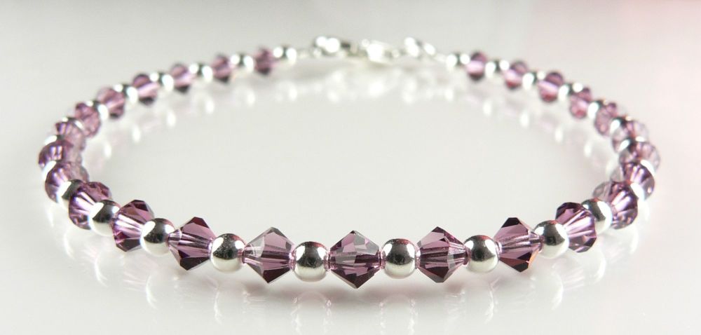 purple amethyst Preciosa beaded bracelet