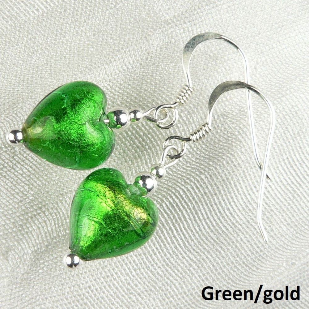 murano glass heart earrings