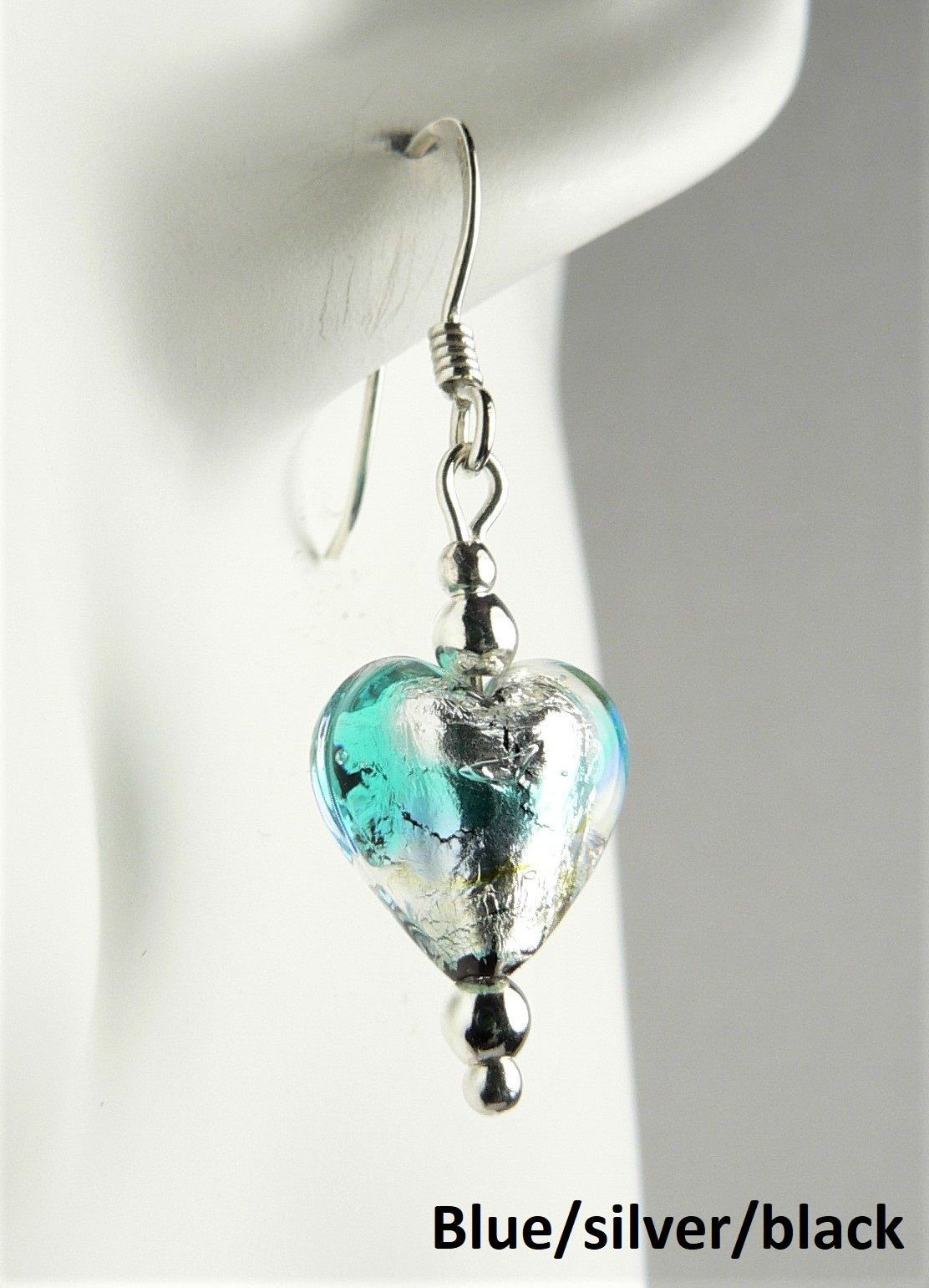 murano glass heart earrings