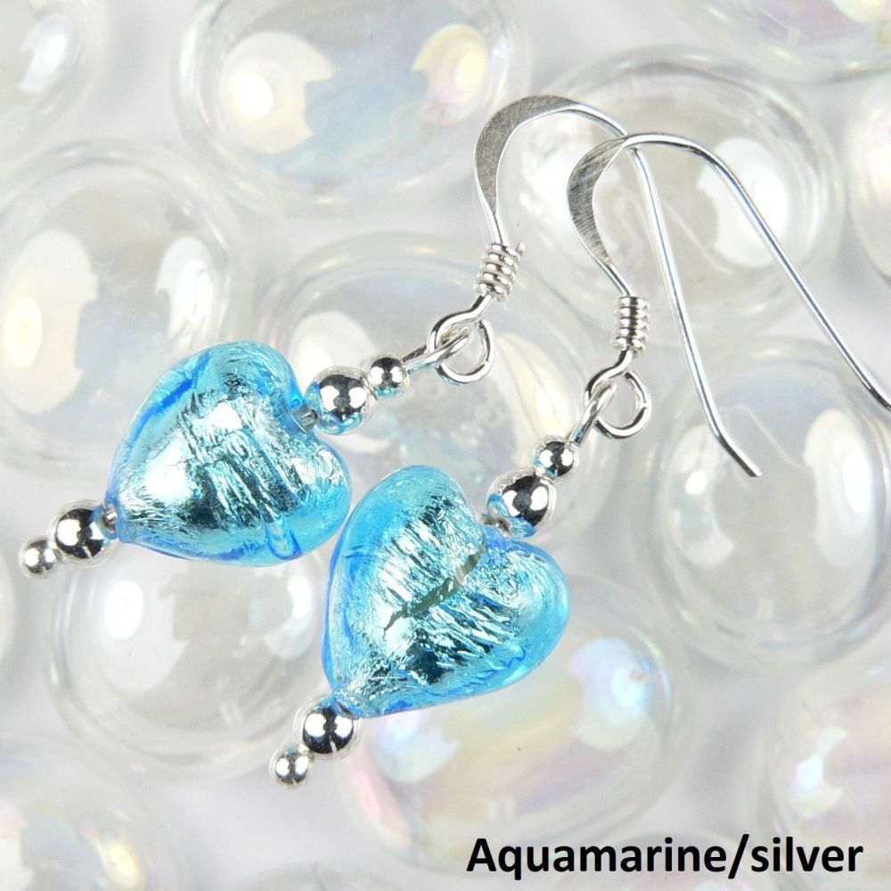 murano glass heart earrings