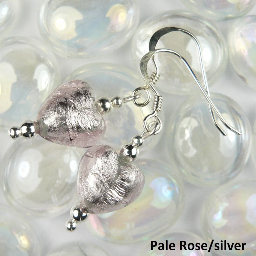 murano glass heart earrings