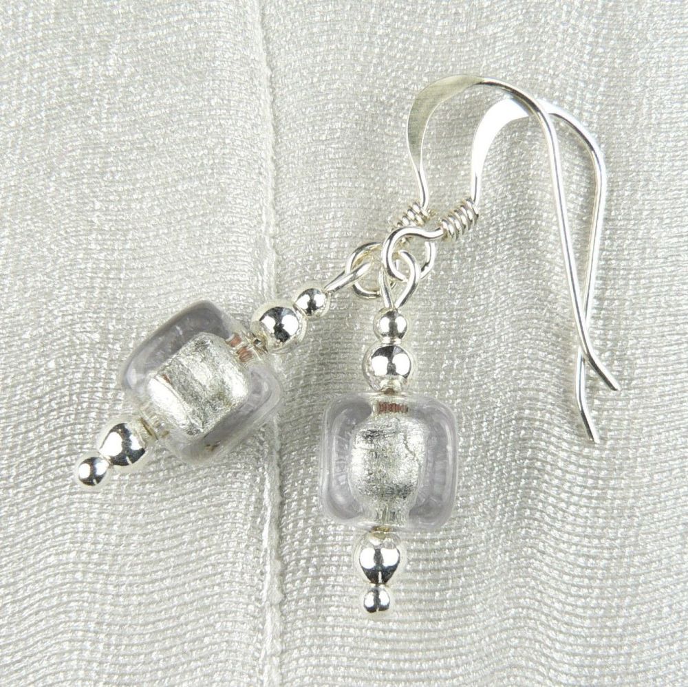 murano glass cube earrings