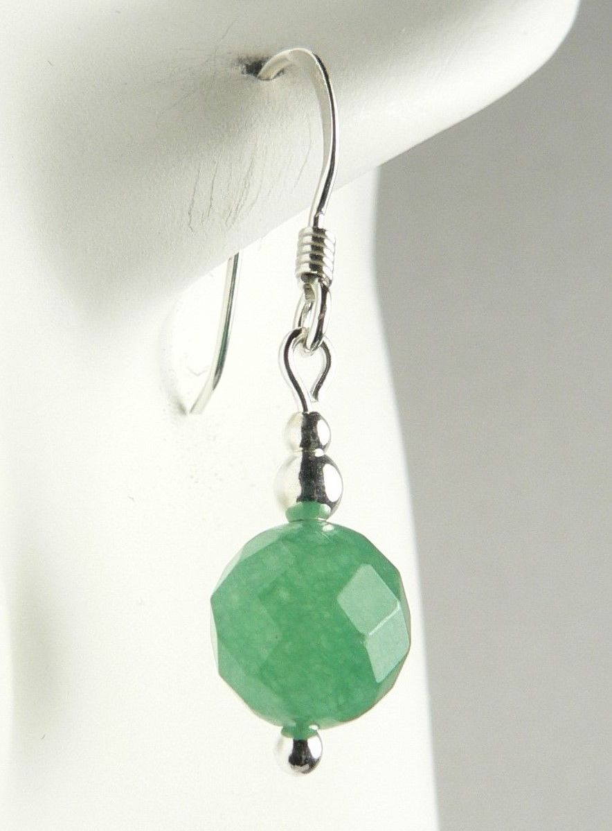 faceted green aventurine semi precious stone earrings