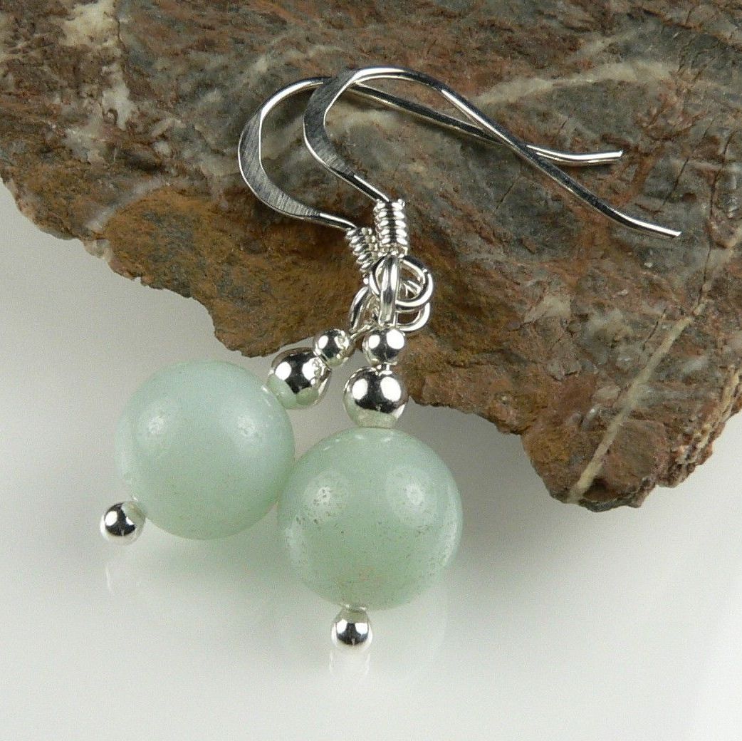 Choice of 11 types of stone - sterling silver 8mm (+/-) semi-precious stone drop earrings, in a gift box