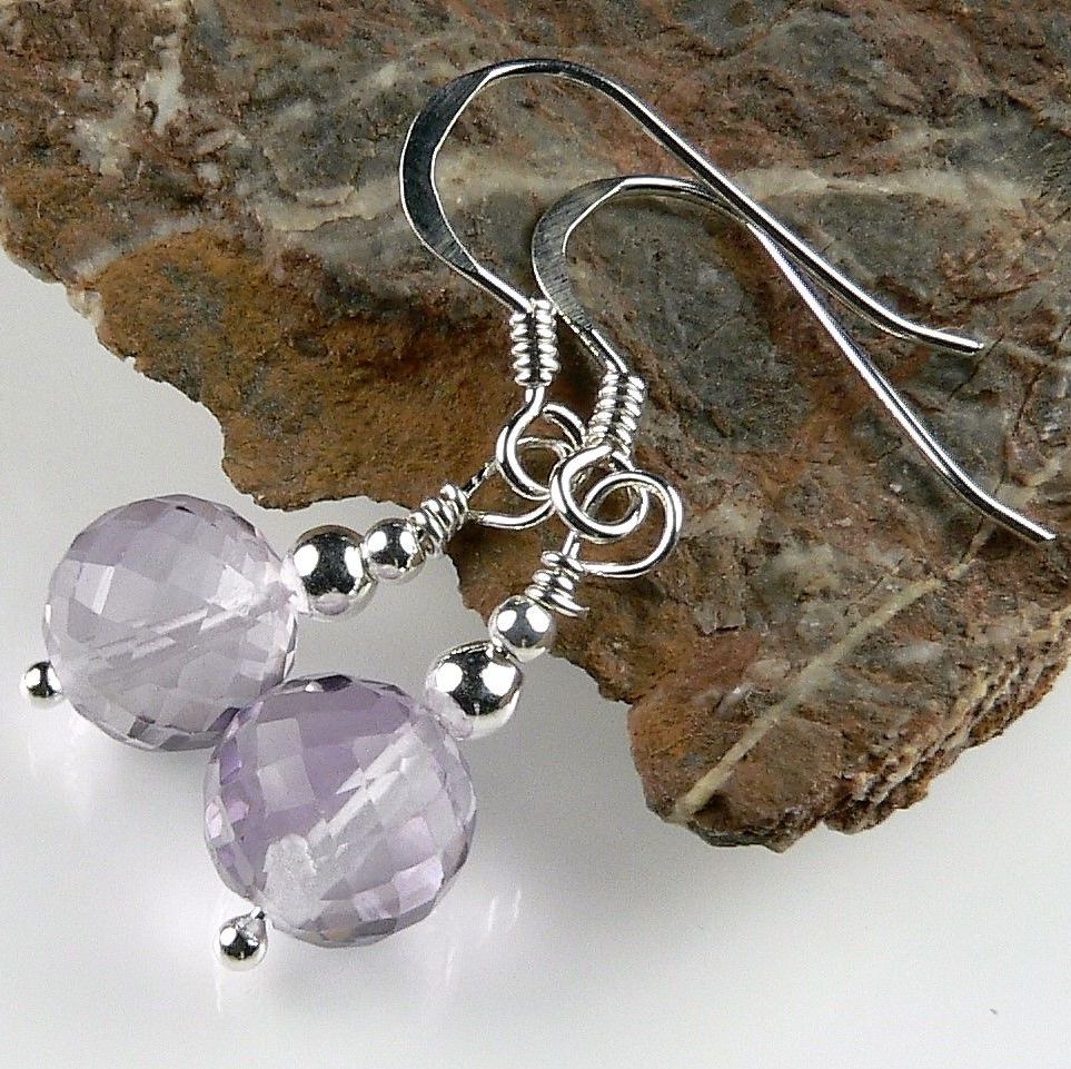 pink amethyst semi precious stone earrings