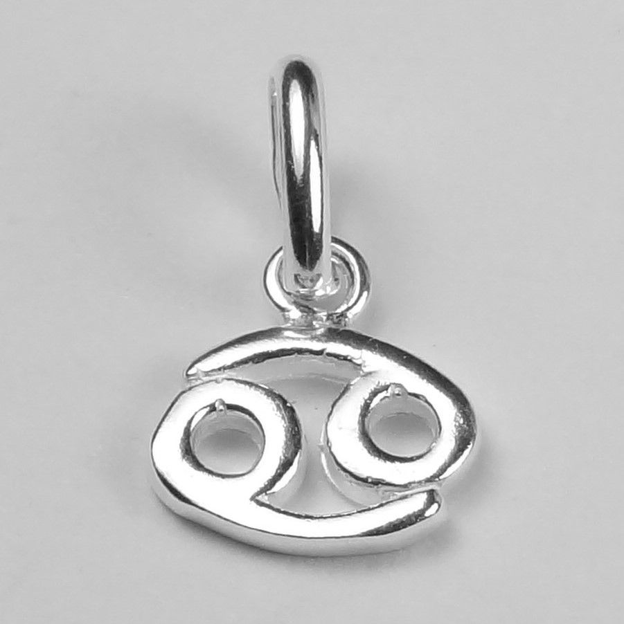 Sterling silver Cancer zodiac sign pendant (9x8mm), with/out 16" fine curb chain, in a gift box