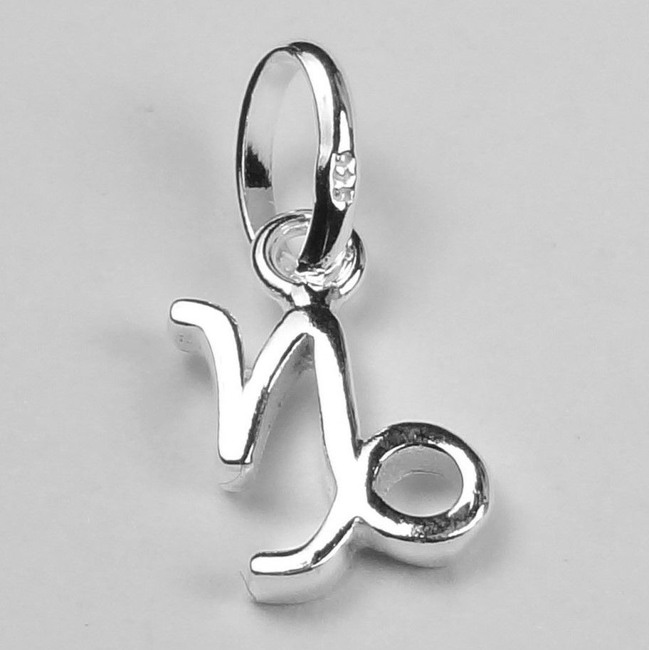 Sterling silver Capricorn zodiac sign pendant (11x7mm), with/out 16" fine curb chain, in a gift box