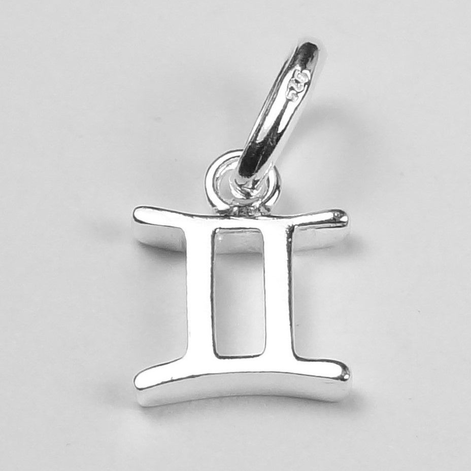 Sterling silver Gemini zodiac sign pendant (10x8mm), with/out 16" fine curb chain, in a gift box