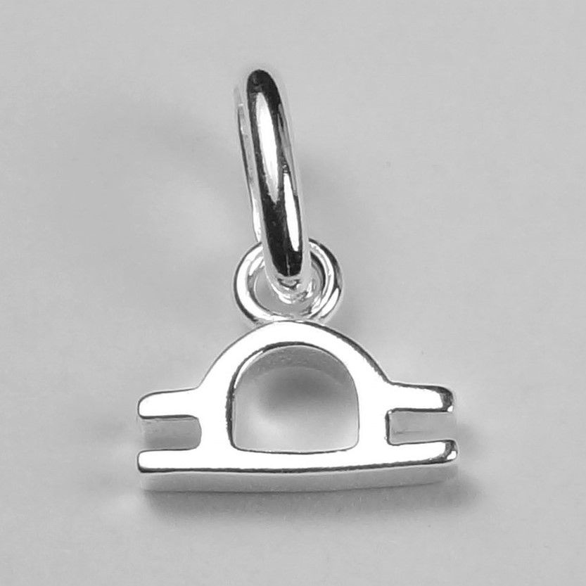 Sterling silver Libra zodiac sign pendant (7x8mm), with/out 16" fine curb chain, in a gift box