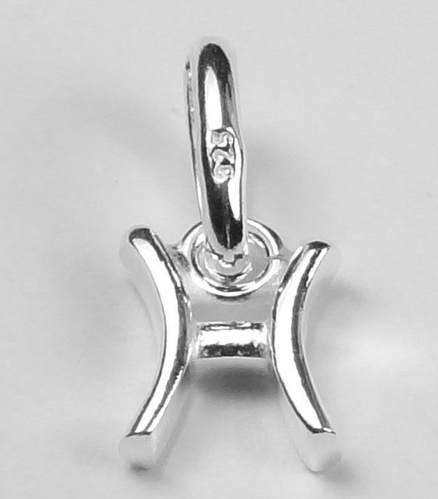 Sterling silver Pisces zodiac sign pendant (8x6mm), with/out 16" fine curb chain, in a gift box