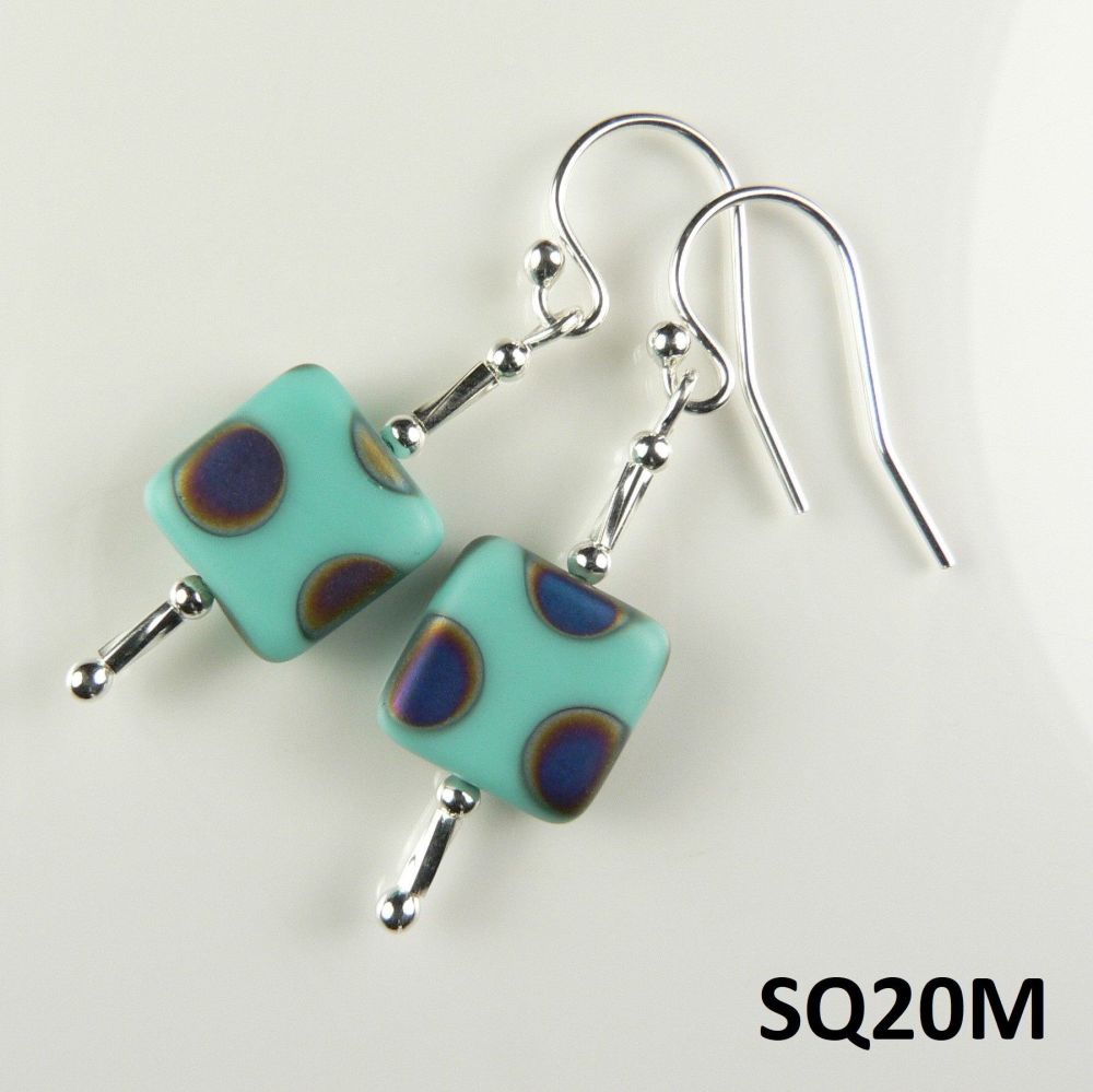 12 colour options - sterling silver Czech glass double twist earrings, in a gift box - glass bead 10mm (+/-)