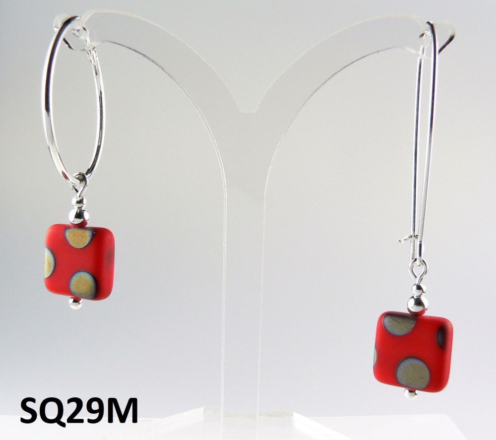 12 colour options - sterling silver Czech glass earrings, in a gift box, on hoop or kidney wires - glass bead 10mm (+/-)