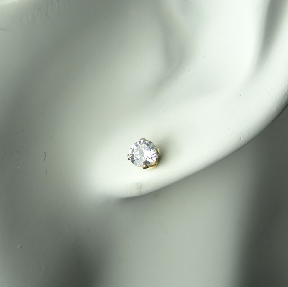 gold filled cubic zirconia stud earrings