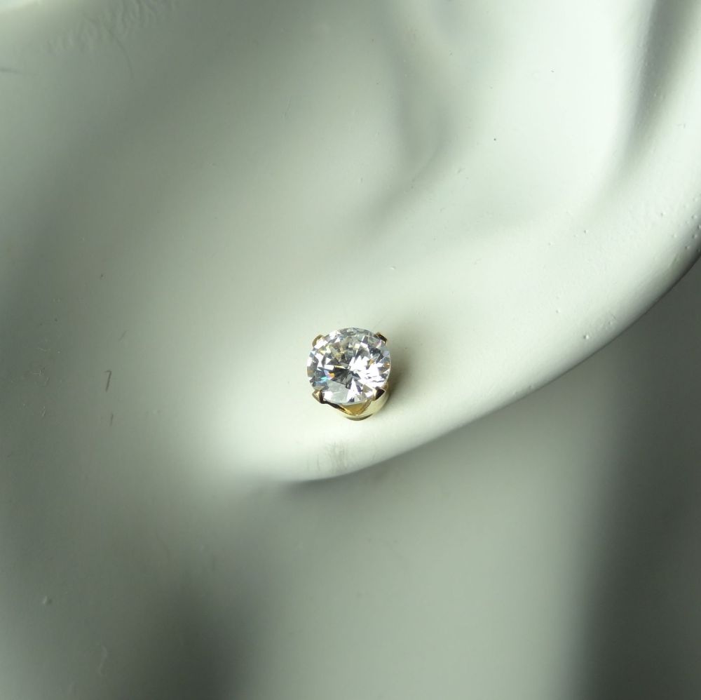 6mm Cubic Zirconia & 14k gold filled stud earrings, in a gift box