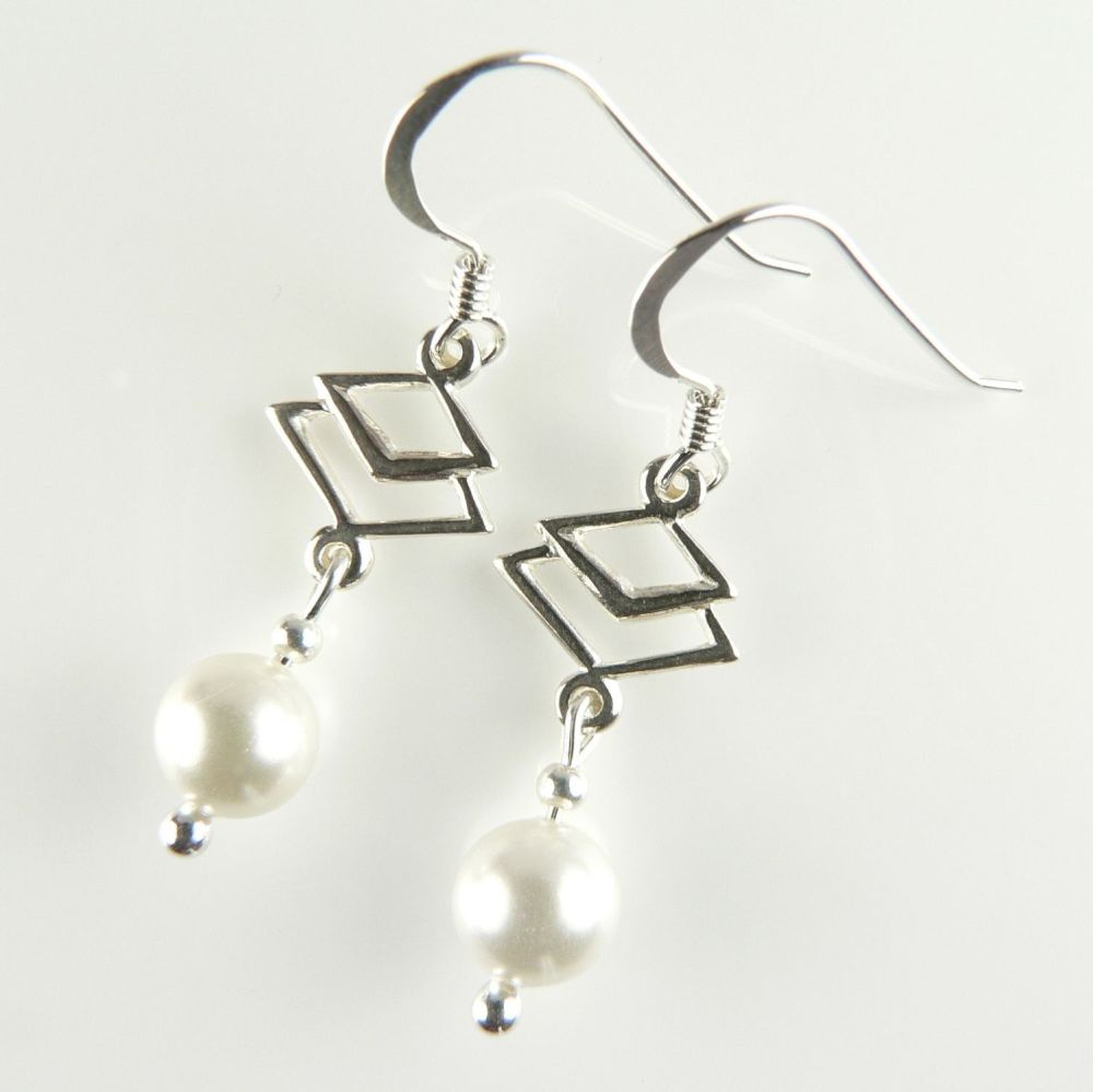 Sterling silver 6mm shell pearl drop earrings, in a gift box - choice of co