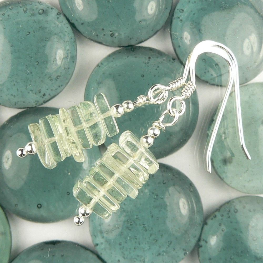 Prasiolite (Green Amethyst) heishi earrings