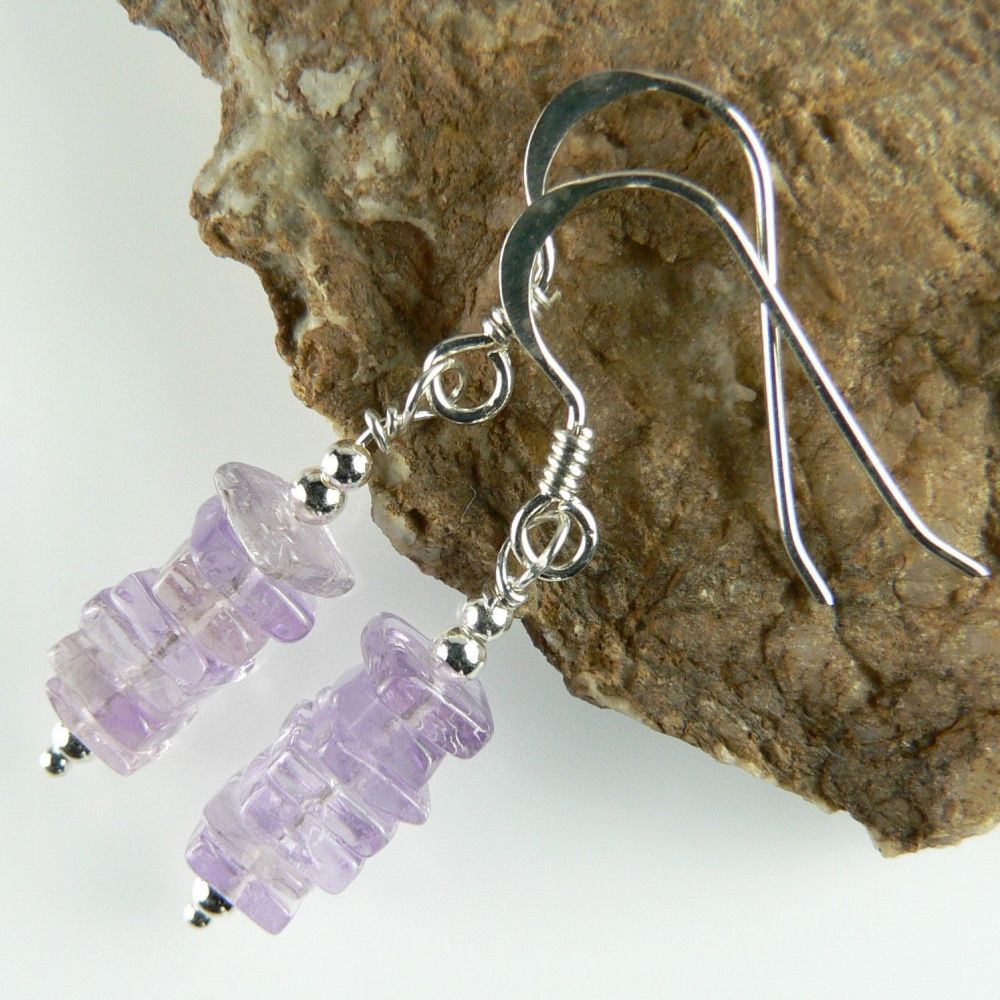 pink amethyst heishi earrings