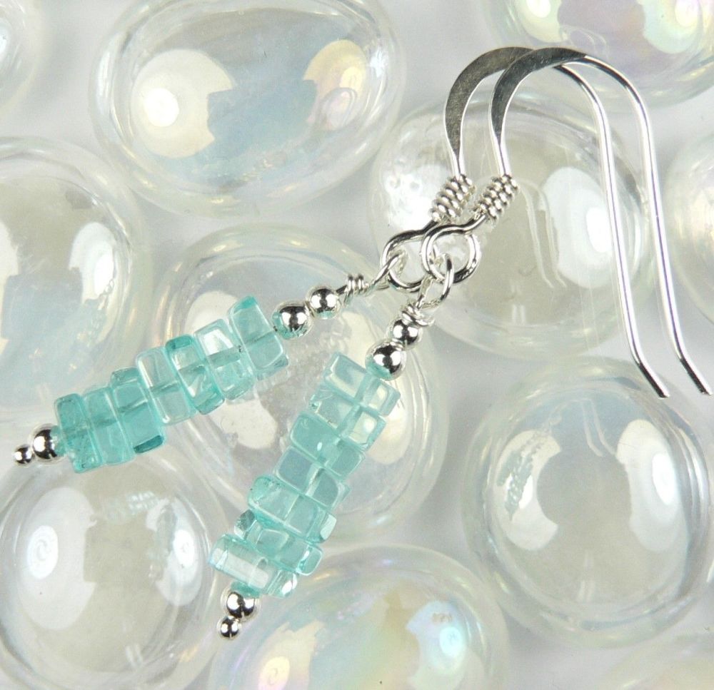 pale blue Apatite heishi earrings