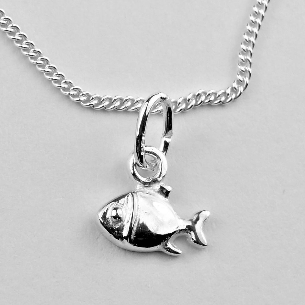 Sterling silver 7mm fish necklace with a 16