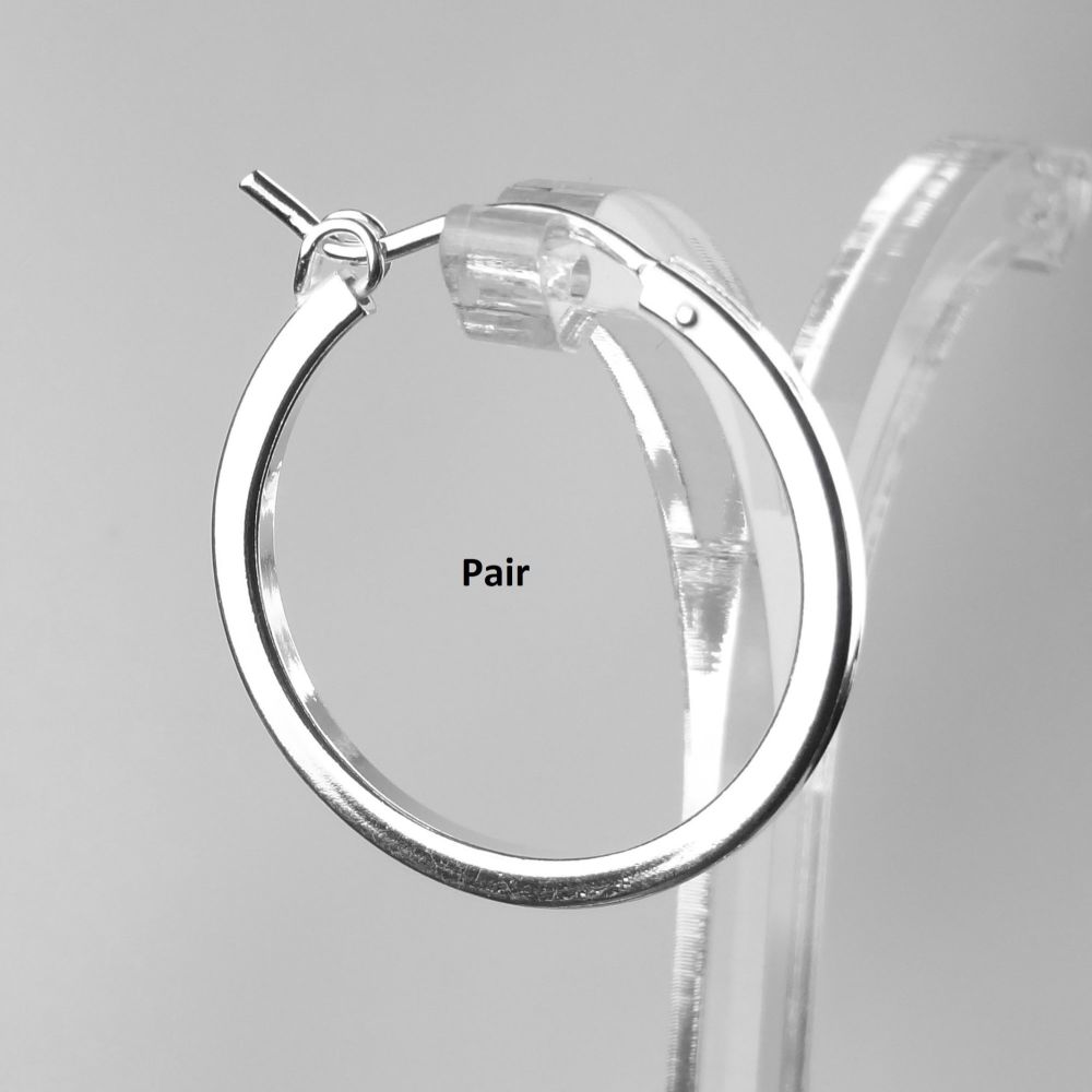 25mm sterling silver flat edged hoop earrings