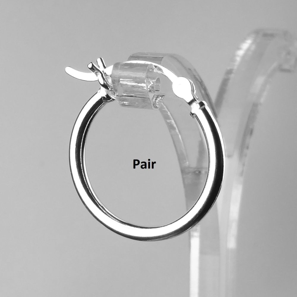 sterling silver 18mm hinged hoop earrings with silver polishing cloth