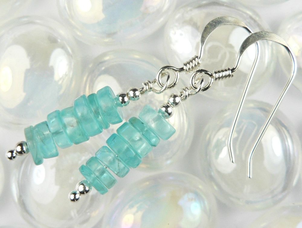 pale blue Apatite semi precious stone earrings