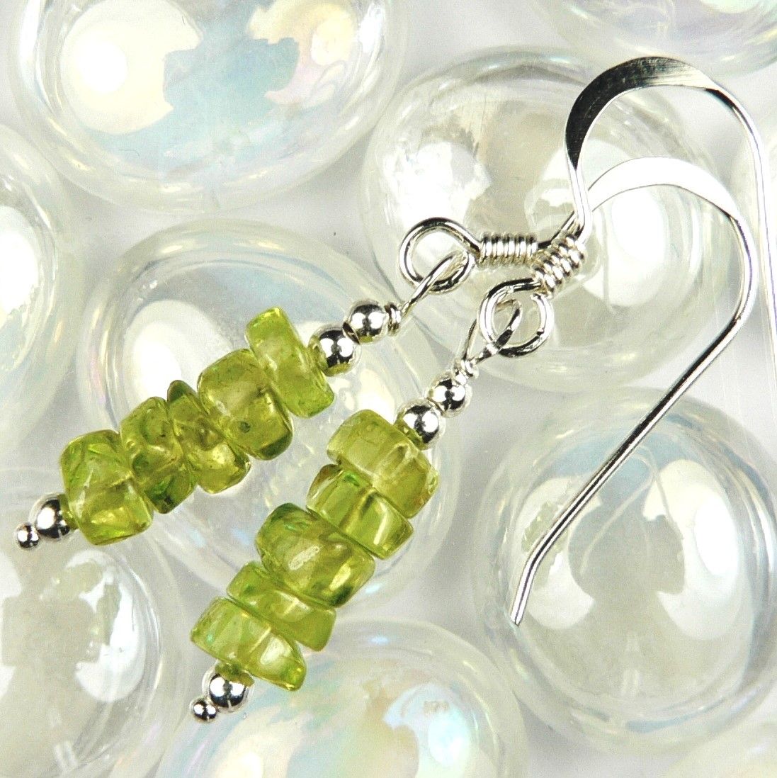 green peridot semi precious stone earrings