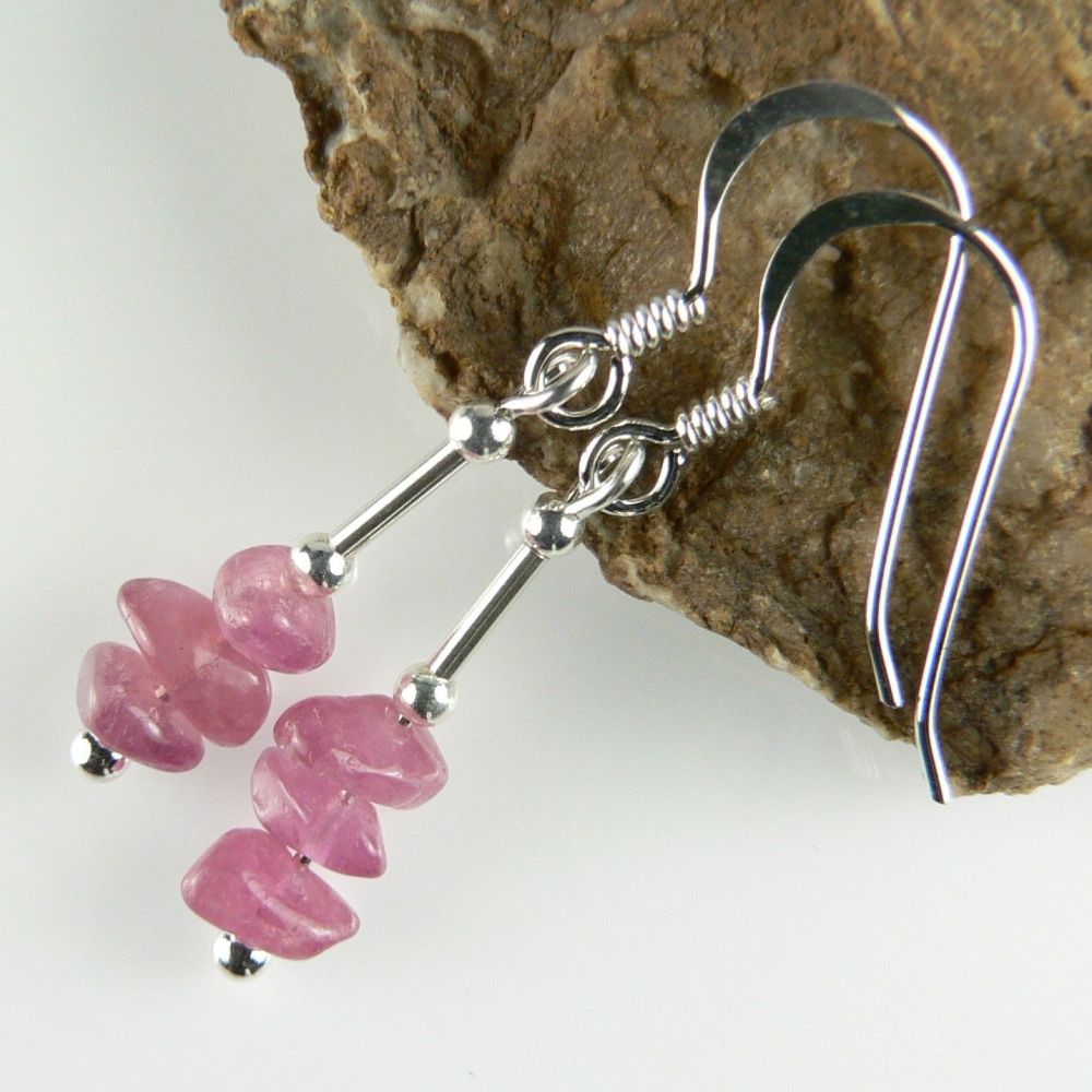 pink tourmaline nugget earrings