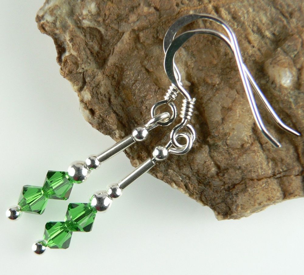 Earrings made with Fern Green Swarovski Elements